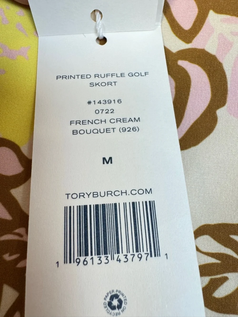 Tory Burch Tory Sport Printed Ruffle Golf Skort in French Crème Bouquet Pink